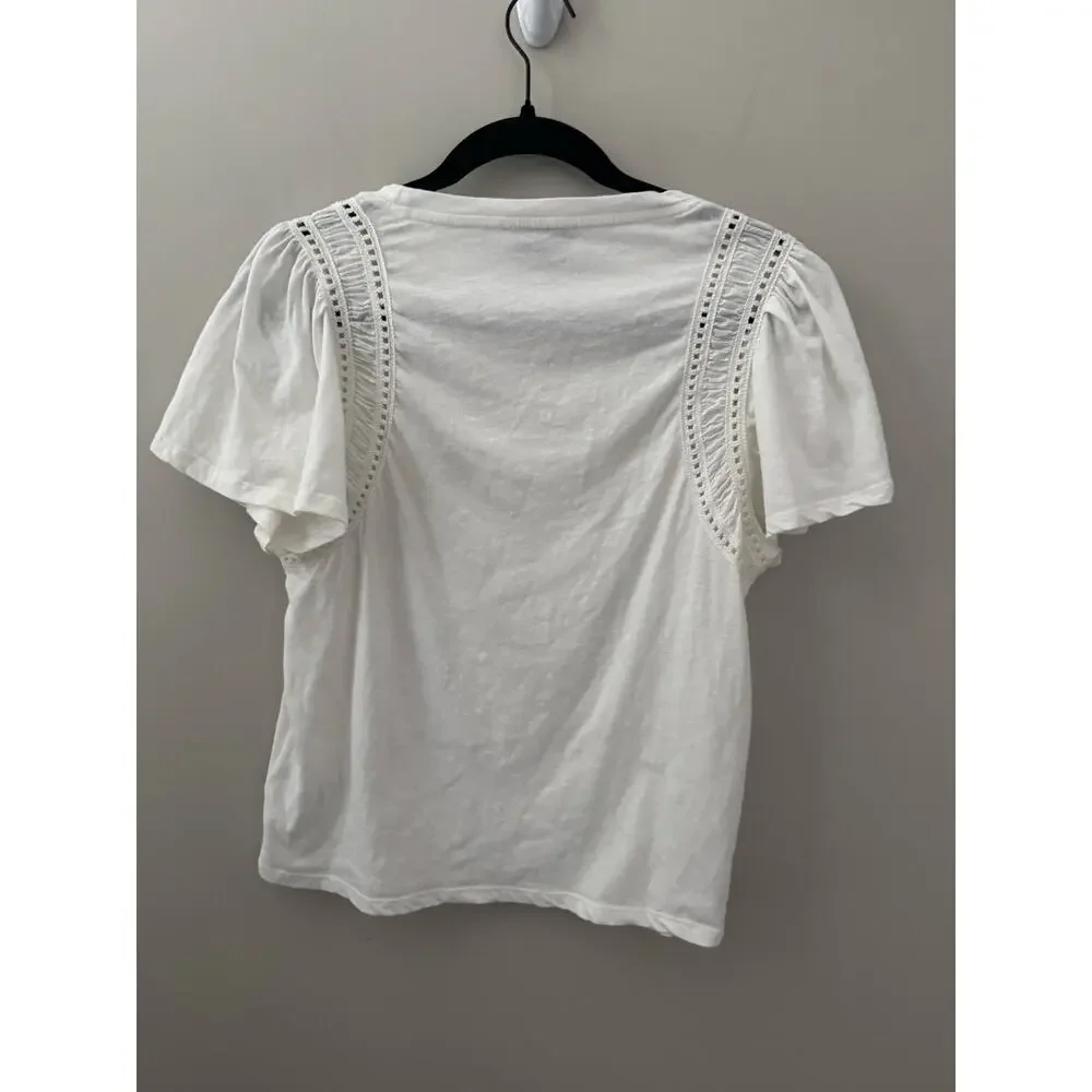 NWOT Women’s Paige Paisley Cotton-Blend T-Shirt in White SZ S_6